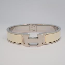 Hermes Bangle Click-Clack PM Metal Silver White Women's