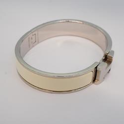 Hermes Bangle Click-Clack PM Metal Silver White Women's