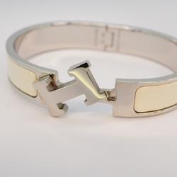 Hermes Bangle Click-Clack PM Metal Silver White Women's