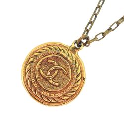 Chanel Necklace Coco Mark Circle GP Plated Gold Women's