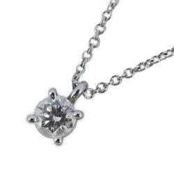 Tiffany Necklace Solitaire 1PD Diamond Pt950 Platinum Ladies