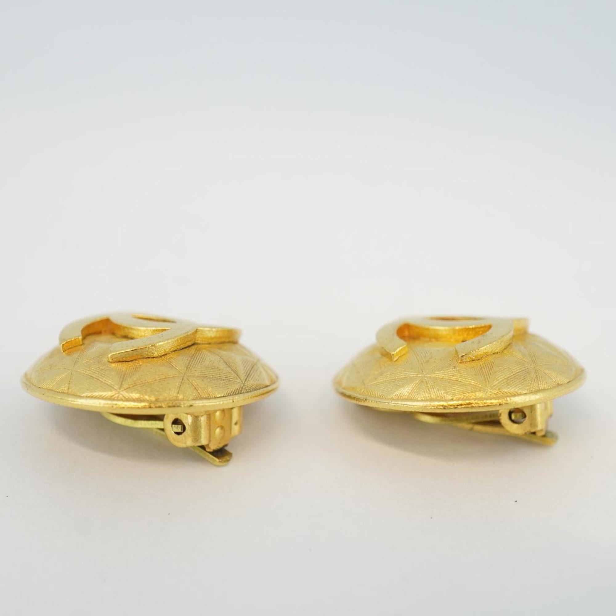 Chanel Earrings Coco Mark Circle GP Plated Gold 95A Women's