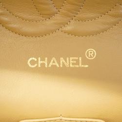 Chanel Shoulder Bag Matelasse W Flap Chain Lambskin Beige Women's