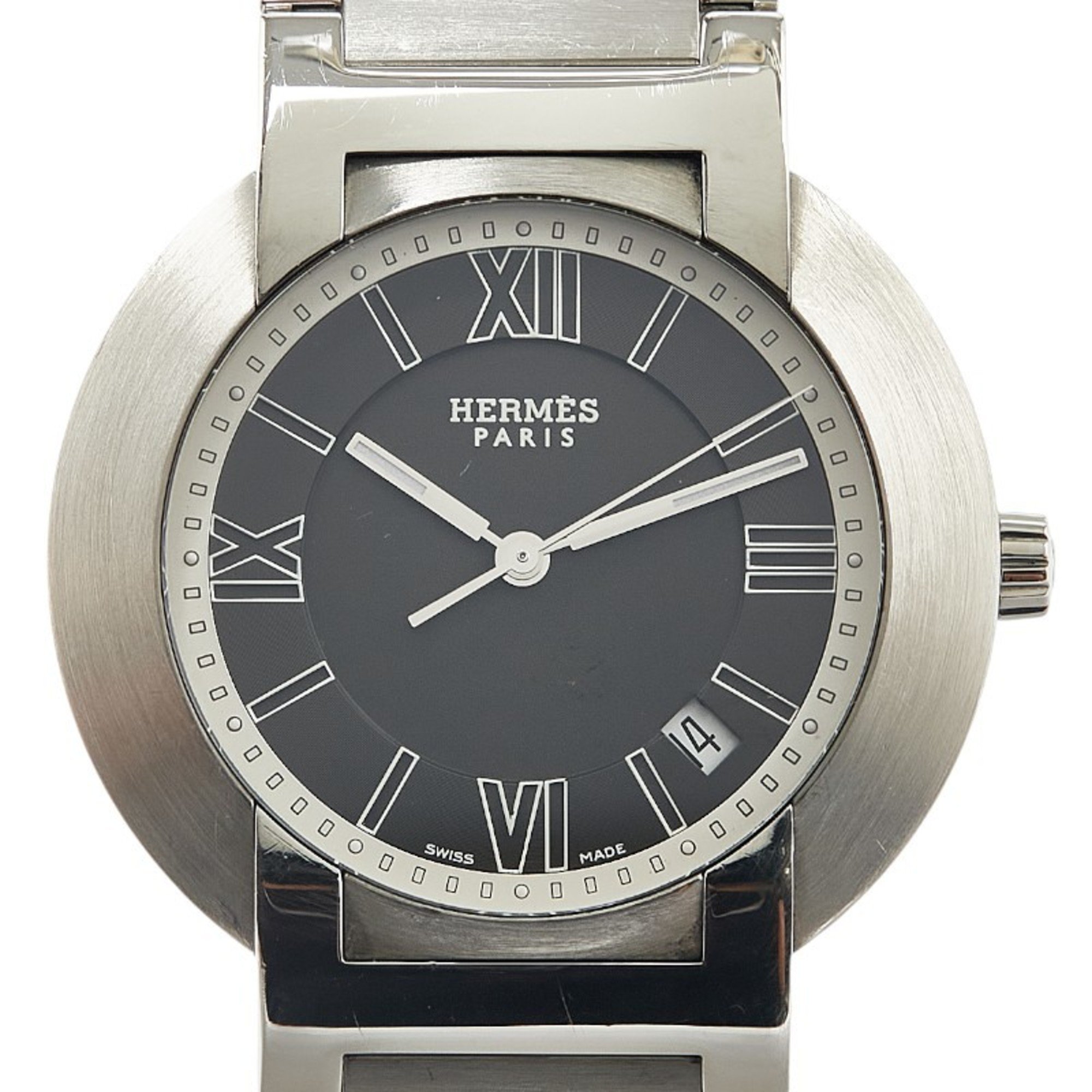 Hermes Nomade Watch NO1.810 Quartz Black Dial Stainless Steel Ladies HERMES