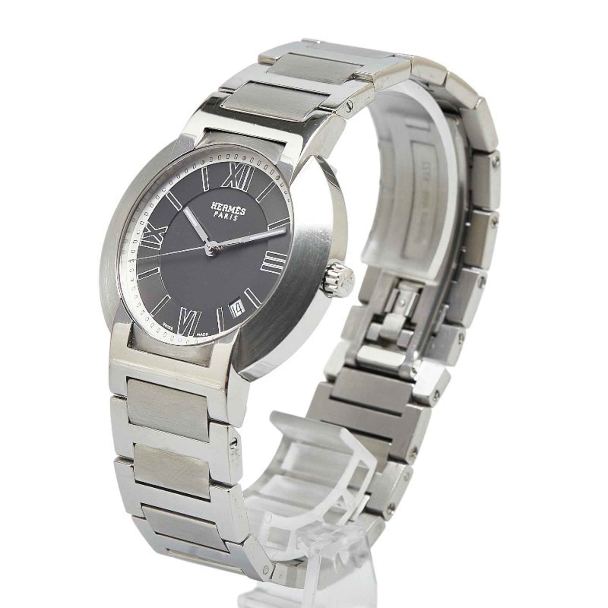 Hermes Nomade Watch NO1.810 Quartz Black Dial Stainless Steel Ladies HERMES