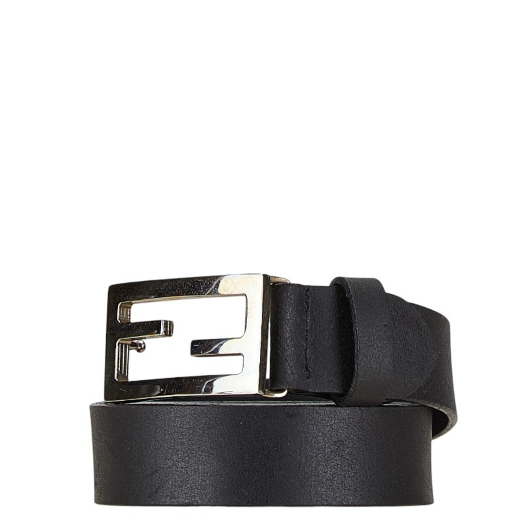 FENDI Buckle Belt Size: 110/125 Black Leather Men's