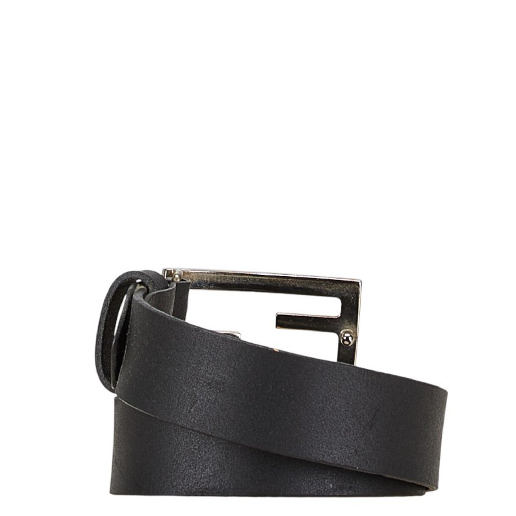 FENDI Buckle Belt Size: 110/125 Black Leather Men's