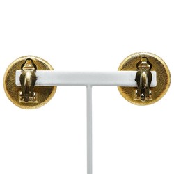 Chanel Coco Mark Frog Motif Earrings Gold Black Plated Women's CHANEL