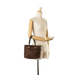 Celine Tote Bag Shoulder Brown Nylon Leather Women's CELINE