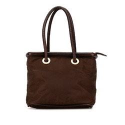 Celine Tote Bag Shoulder Brown Nylon Leather Women's CELINE