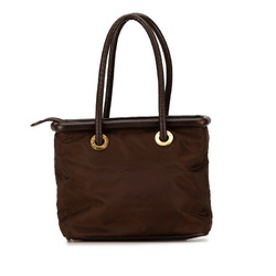 Celine Tote Bag Shoulder Brown Nylon Leather Women's CELINE