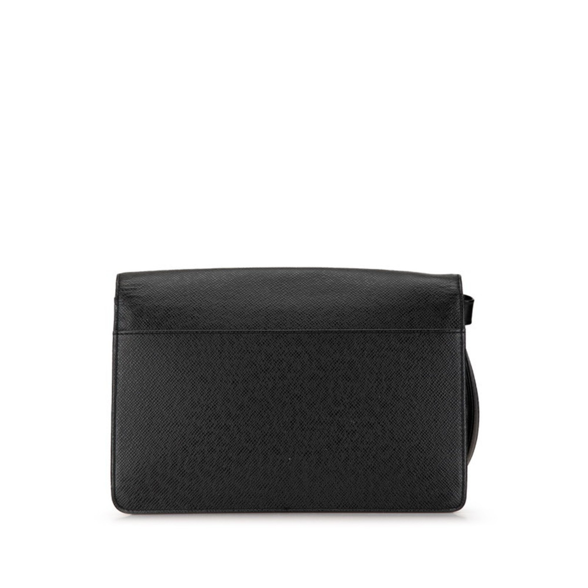 Louis Vuitton Taiga Selenga Clutch Bag Second M30782 Ardoise Black Leather Women's LOUIS VUITTON