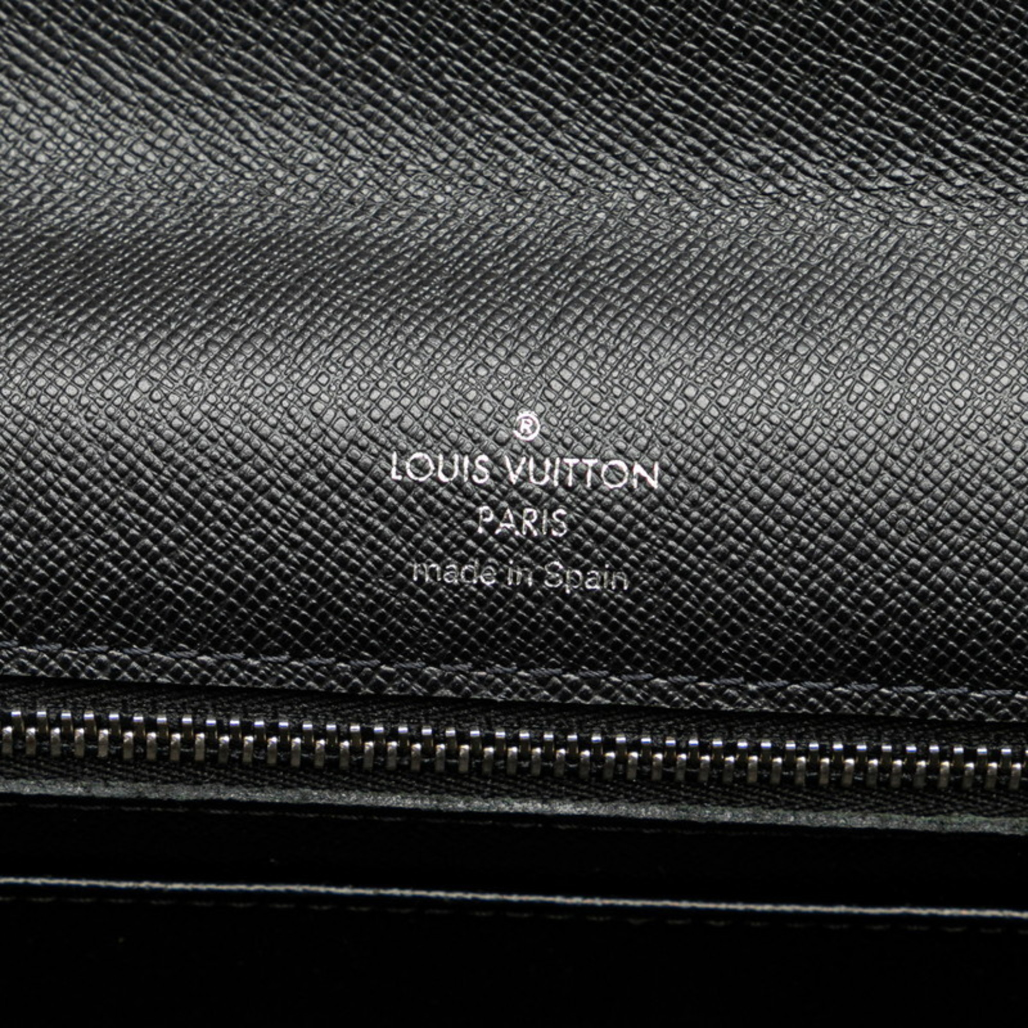 Louis Vuitton Taiga Selenga Clutch Bag Second M30782 Ardoise Black Leather Women's LOUIS VUITTON