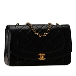 CHANEL Diana 25 Coco Mark Chain Shoulder Bag Black Gold Lambskin Women's