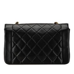 CHANEL Diana 25 Coco Mark Chain Shoulder Bag Black Gold Lambskin Women's