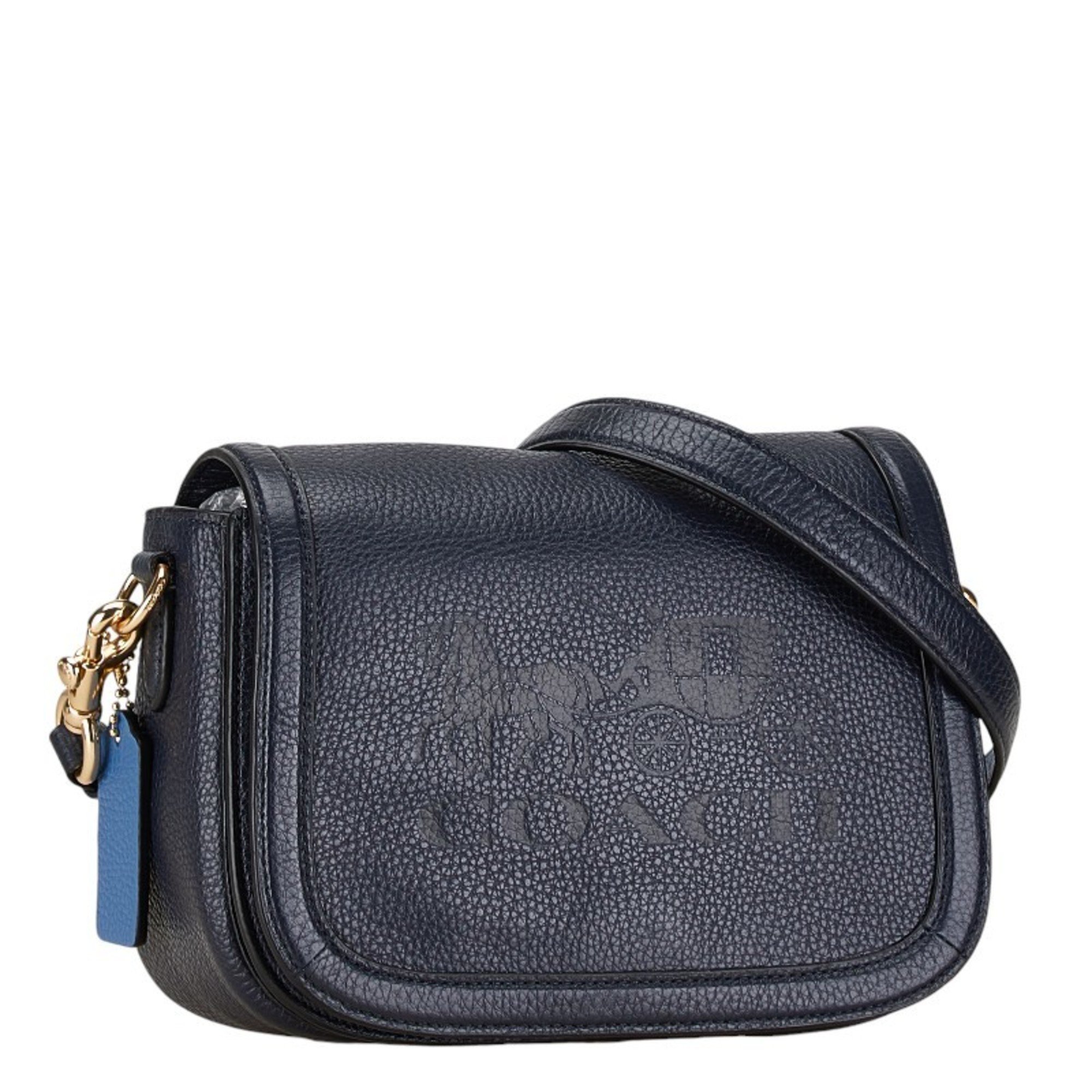 Coach Horse and Carriage Shoulder Bag Navy Leather Women's COACH