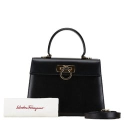 Salvatore Ferragamo Gancini Handbag Shoulder Bag AF-21 2181 Black Leather Women's