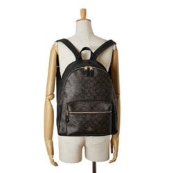 Coach Signature Backpack F58314 Black Brown PVC Leather Women's COACH