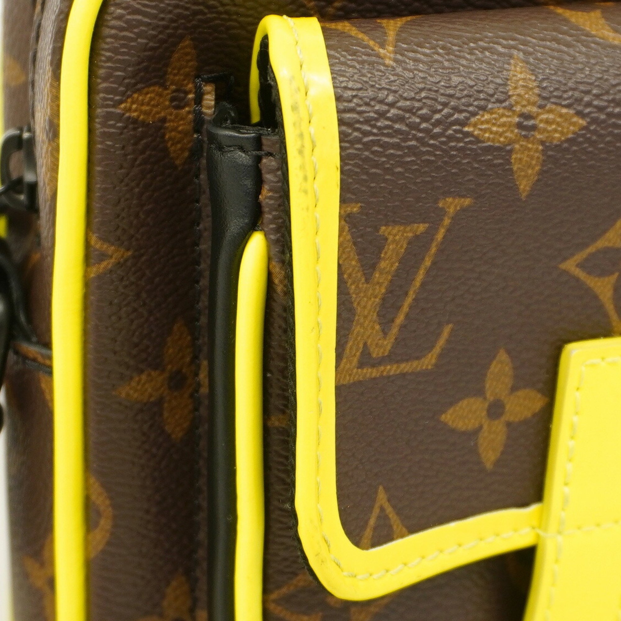 Louis Vuitton Shoulder Bag Monogram Macassar Christopher Wearable Wallet M80793 Brown Neon Yellow Men's