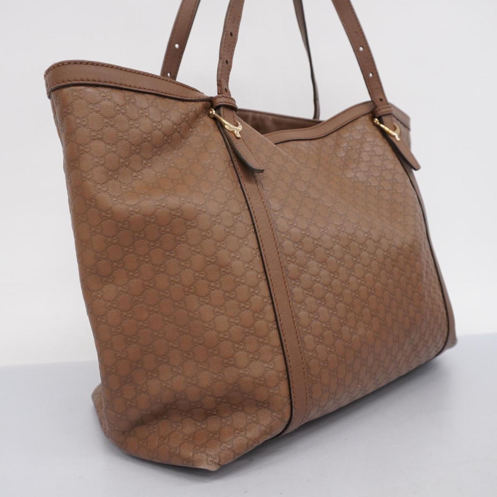 Gucci Tote Bag Micro Guccissima 309613 Leather Brown Women's