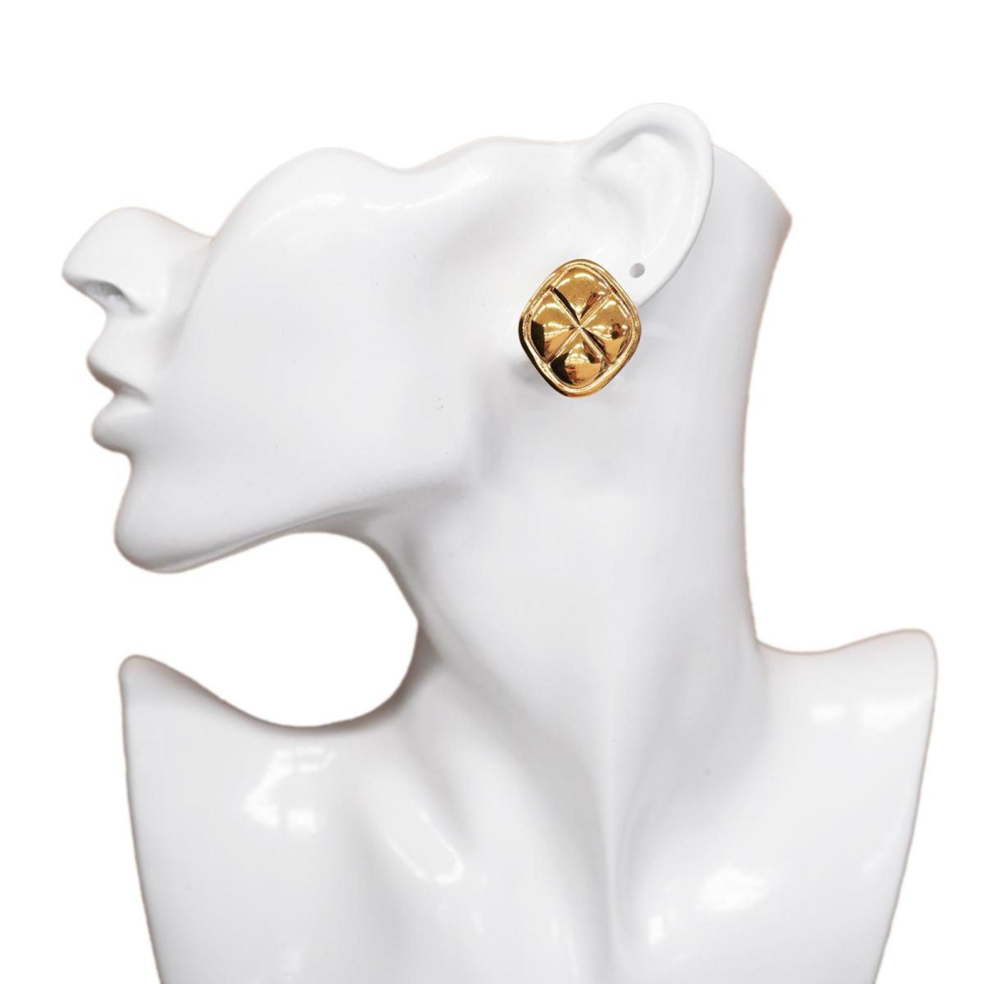 Chanel Earrings Diamond Shape GP Plated Gold Women's