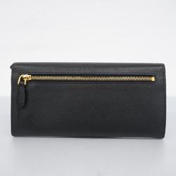 Prada Long Wallet Saffiano Leather Black Women's