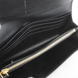 Prada Long Wallet Saffiano Leather Black Women's