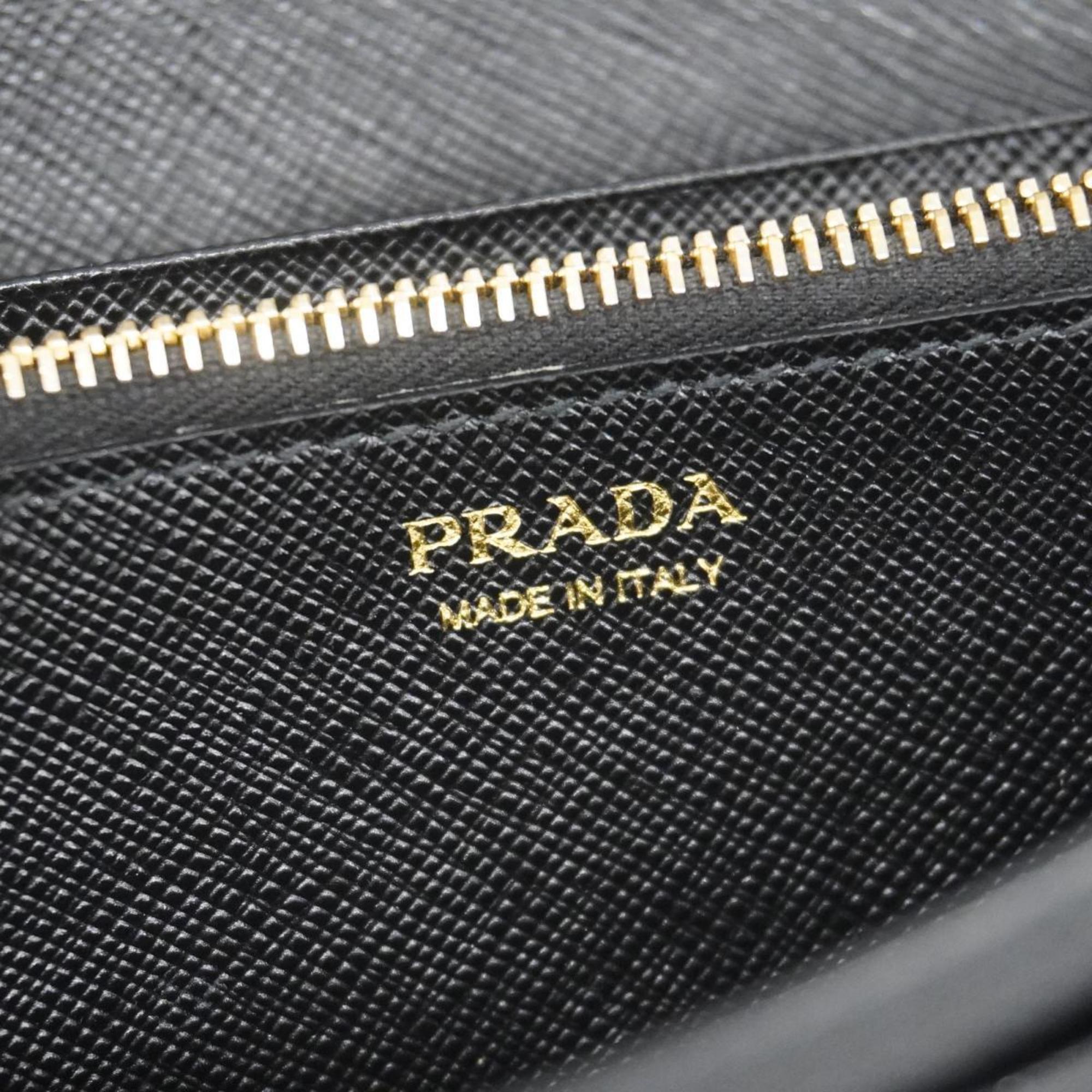 Prada Long Wallet Saffiano Leather Black Women's