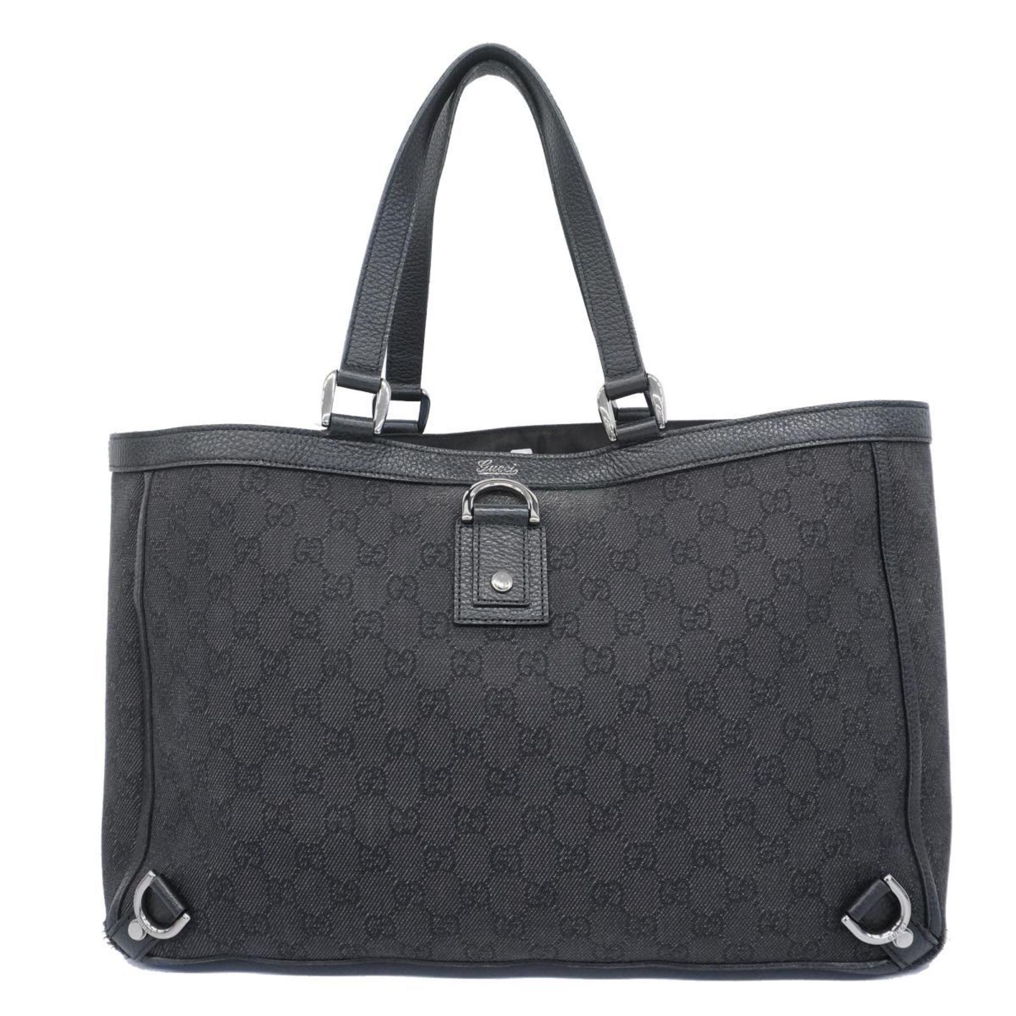 Gucci Tote Bag Abby 293580 Denim Leather Black Women's