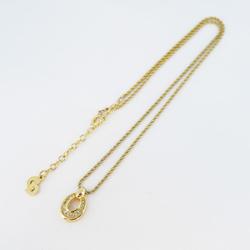 Christian Dior Necklace Oval Rhinestone GP Plated Gold Women's