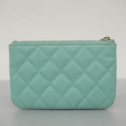 Chanel Pouch Matelasse Caviar Skin Light Blue Champagne Women's