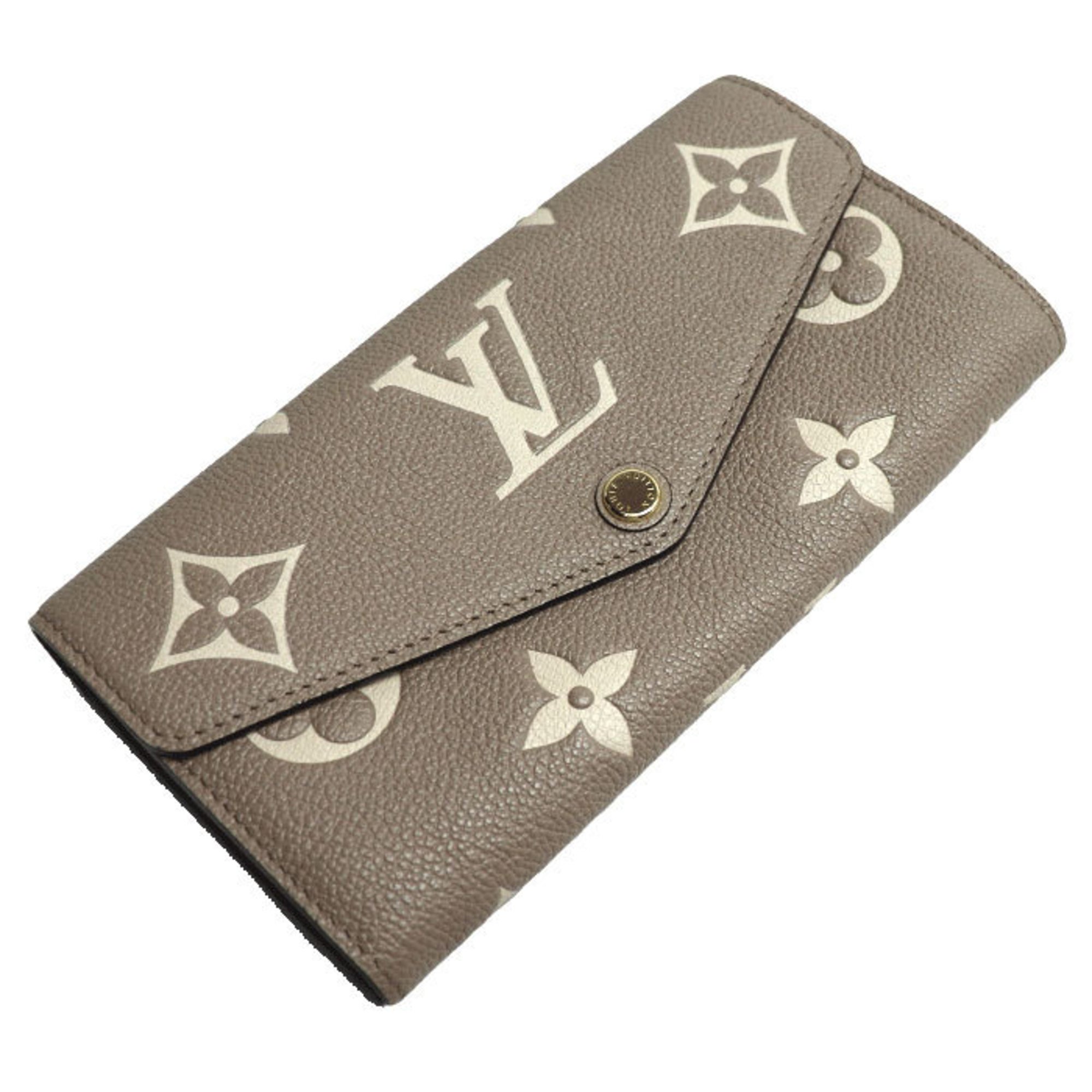 LOUIS VUITTON Louis Vuitton Portefeuille Sarah NM Long Wallet Monogram Empreinte Tourterelle Creme M81049 Women's