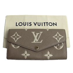 LOUIS VUITTON Louis Vuitton Portefeuille Sarah NM Long Wallet Monogram Empreinte Tourterelle Creme M81049 Women's