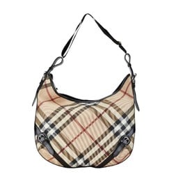 Burberry Check Shadow Horse Bag Handbag Beige Black PVC Leather Women's BURBERRY