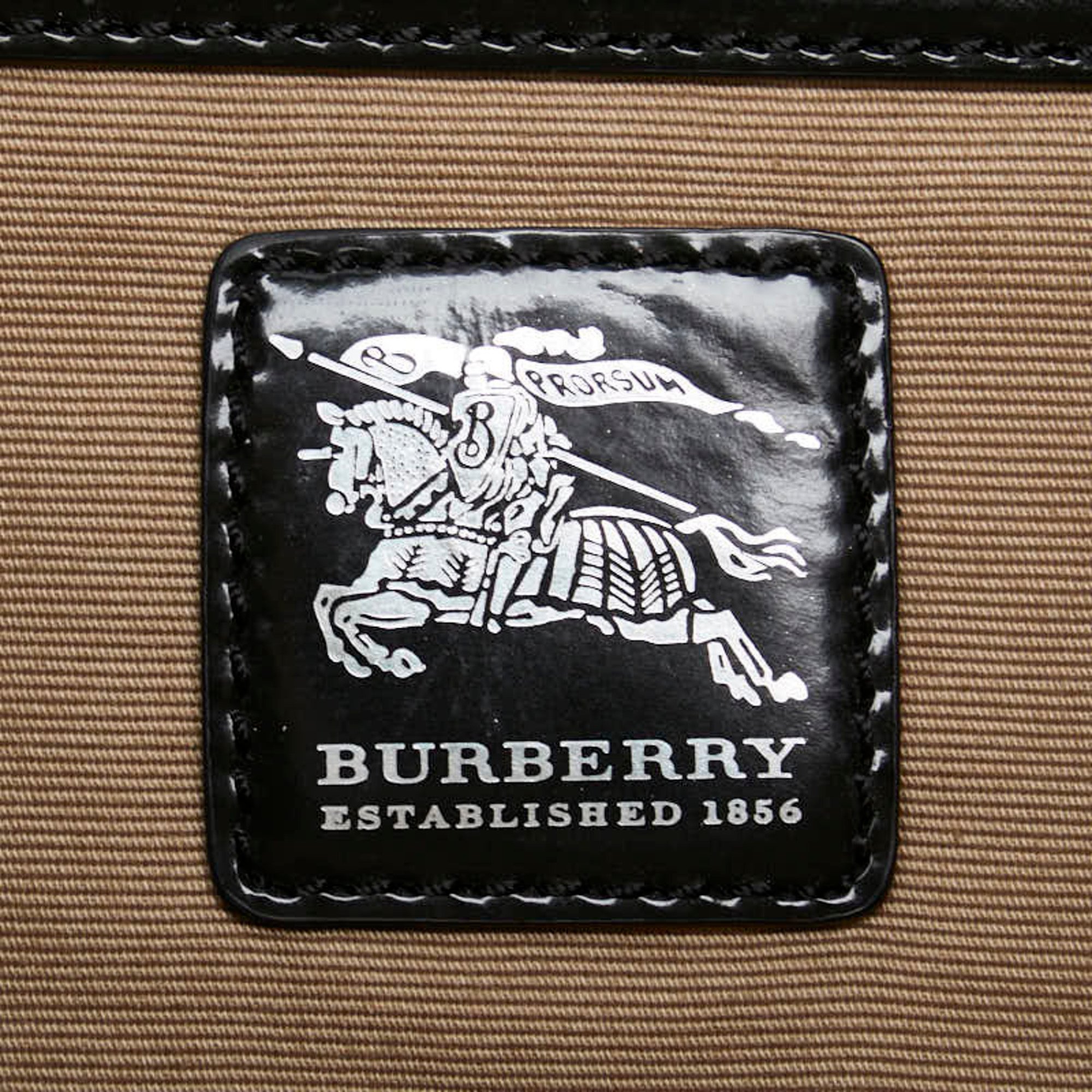 Burberry Check Shadow Horse Bag Handbag Beige Black PVC Leather Women's BURBERRY