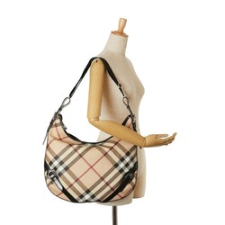 Burberry Check Shadow Horse Bag Handbag Beige Black PVC Leather Women's BURBERRY