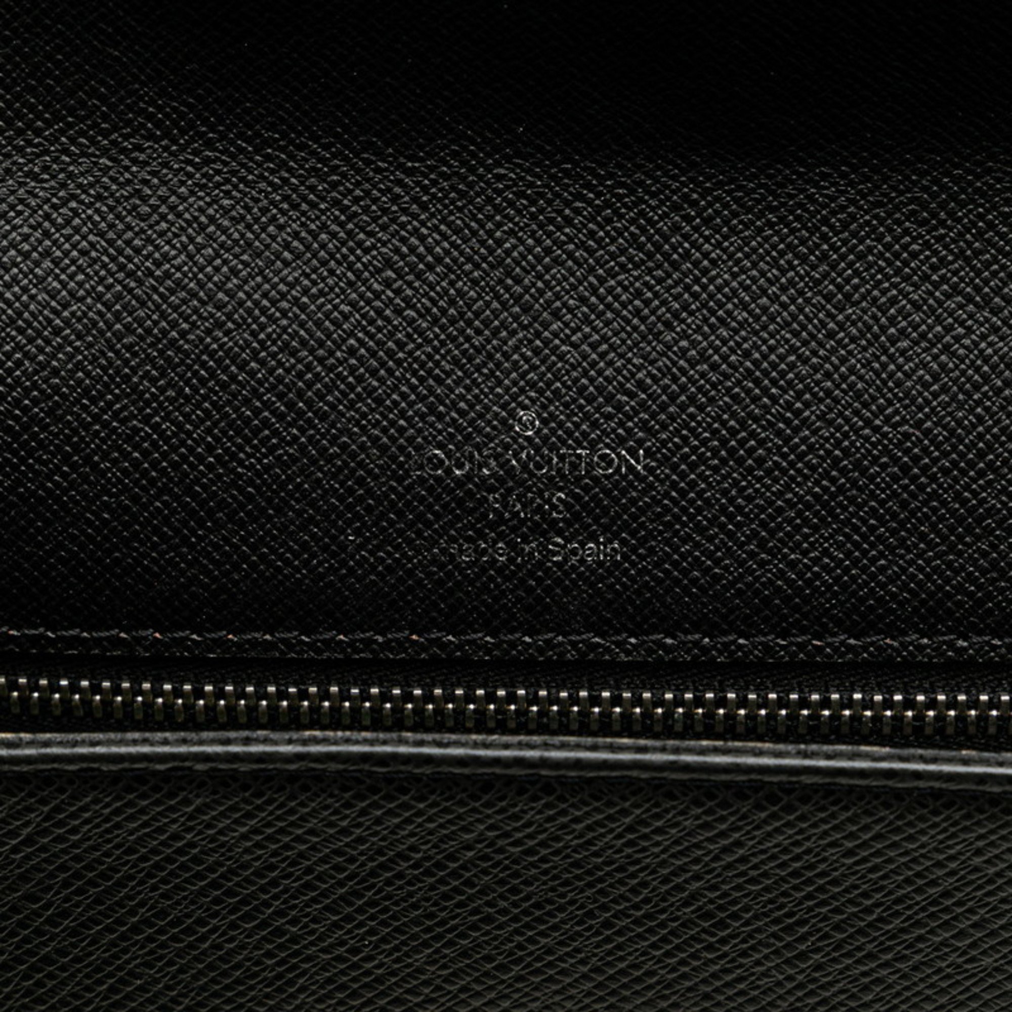 Louis Vuitton Taiga Selenga Clutch Bag Second M30782 Ardoise Black Leather Women's LOUIS VUITTON