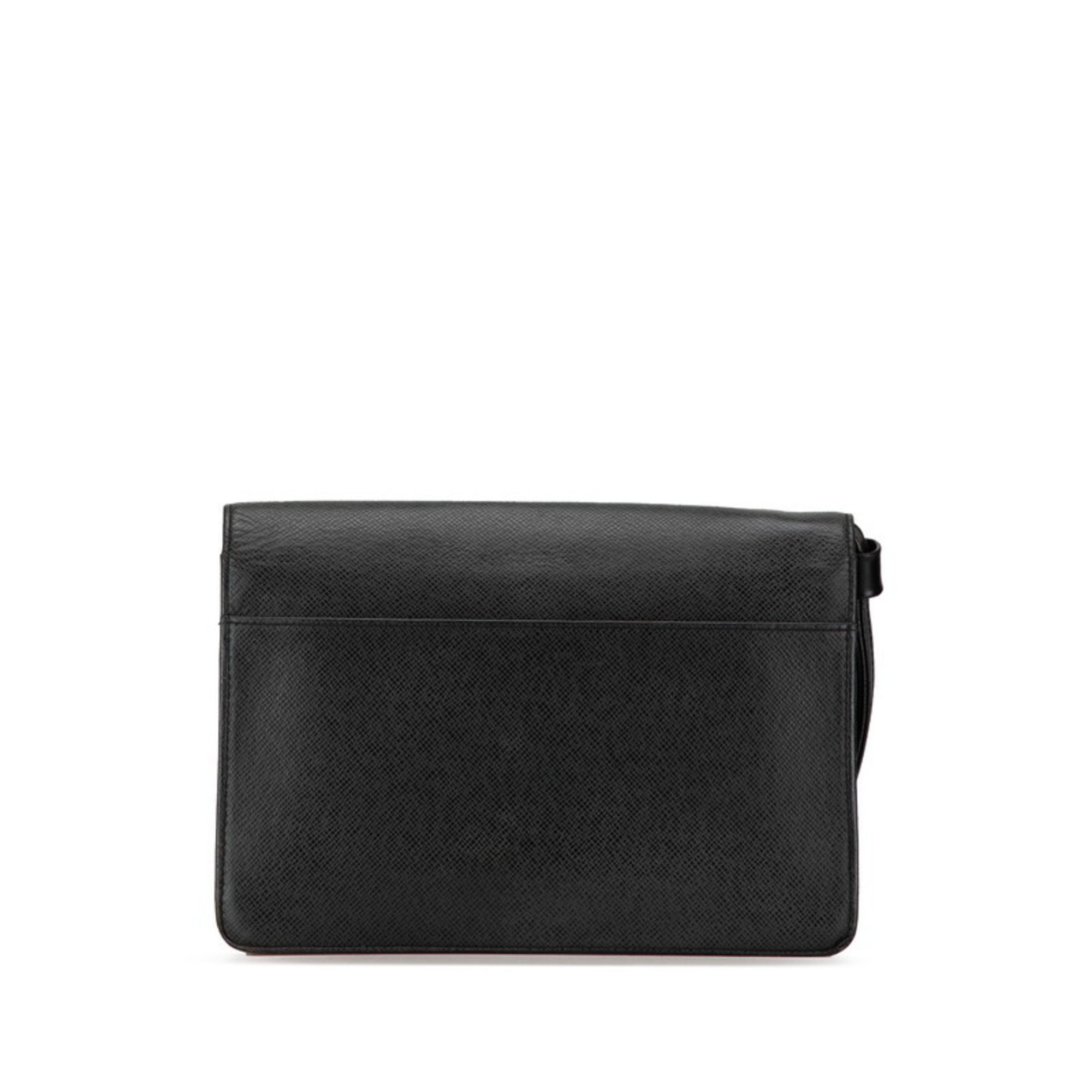 Louis Vuitton Taiga Selenga Clutch Bag Second M30782 Ardoise Black Leather Women's LOUIS VUITTON