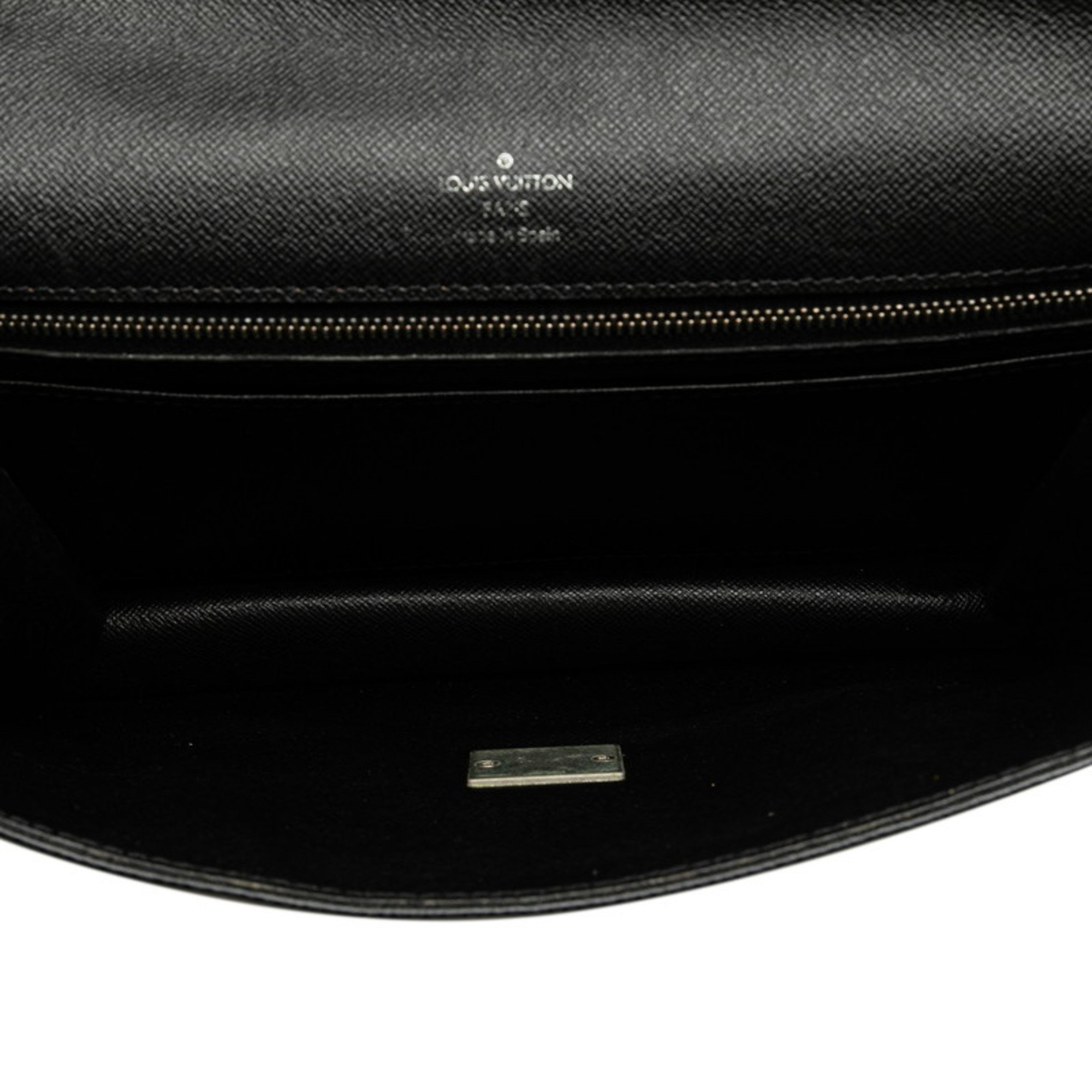 Louis Vuitton Taiga Selenga Clutch Bag Second M30782 Ardoise Black Leather Women's LOUIS VUITTON