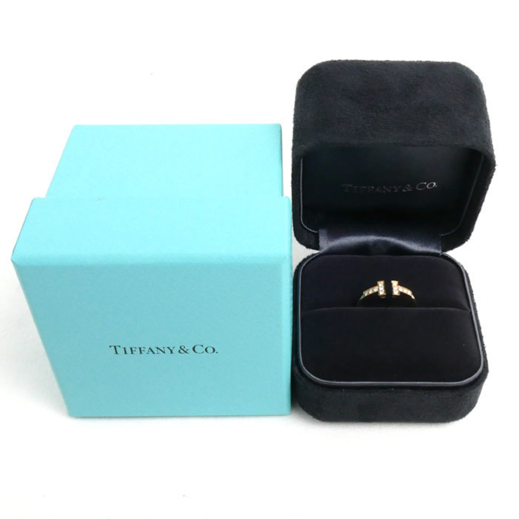 TIFFANY&Co. Tiffany K18PG Pink Gold T Diamond Wire Ring Size 10.5 2.3g Women's