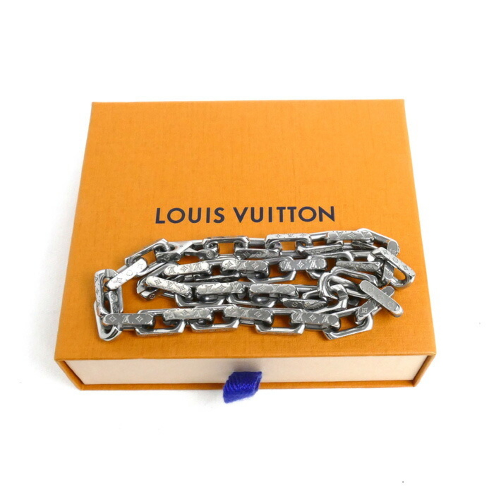 LOUIS VUITTON Louis Vuitton Metal Chain Monogram Necklace M00307 54cm Men's