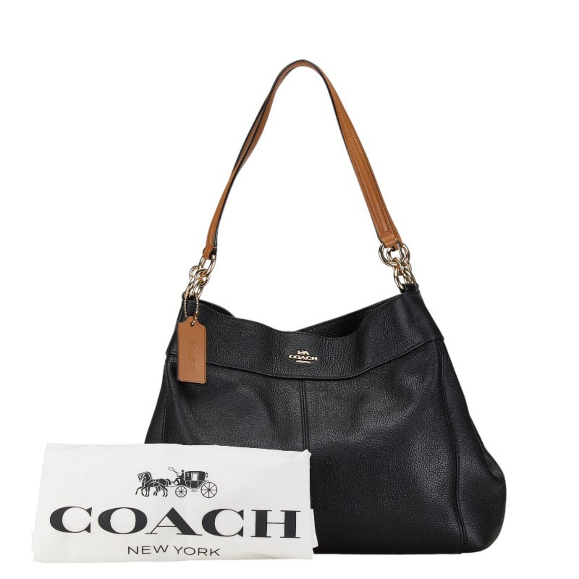 Coach Lexy Hobo Tote Bag F38987 Black Brown Leather Women's COACH