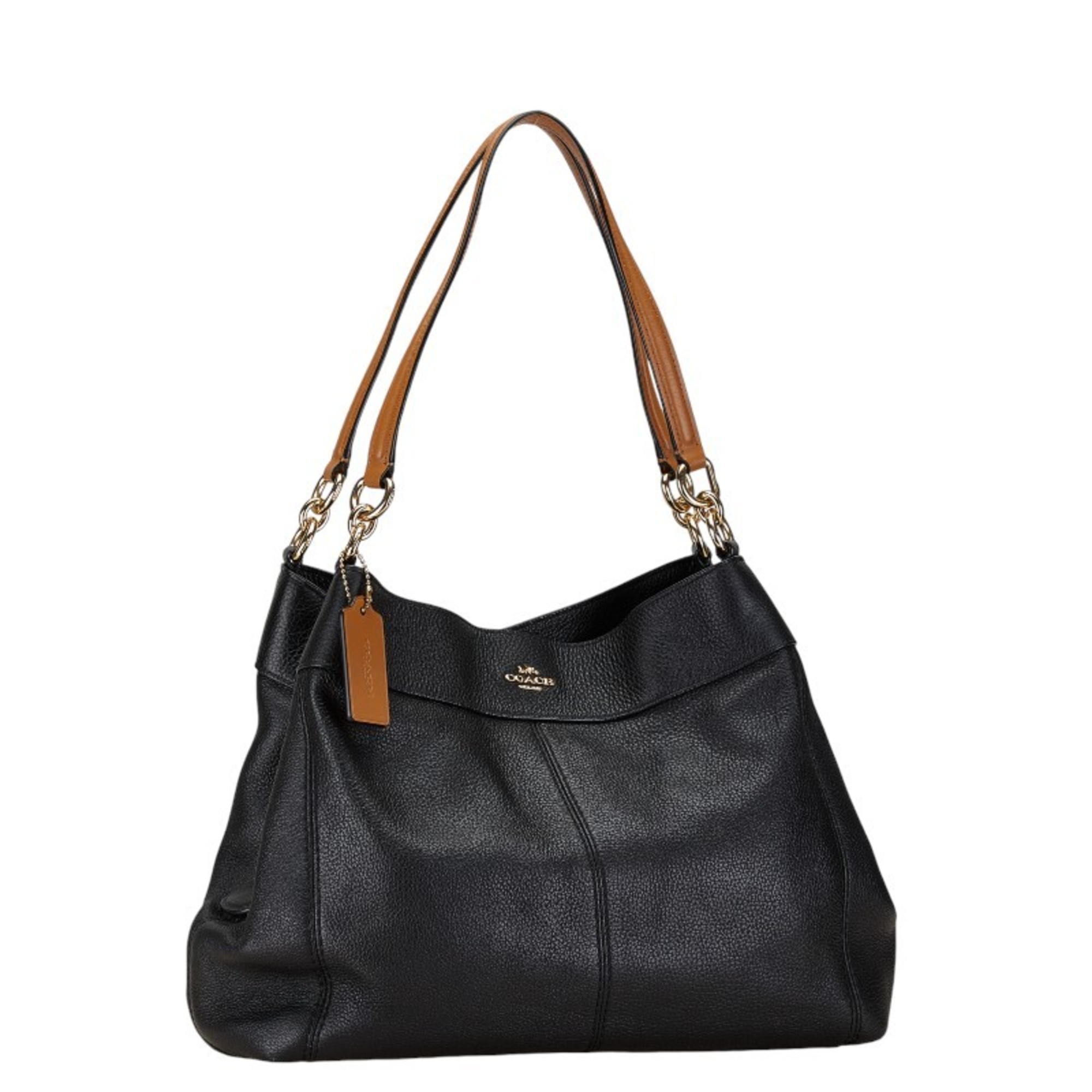 Coach Lexy Hobo Tote Bag F38987 Black Brown Leather Women's COACH