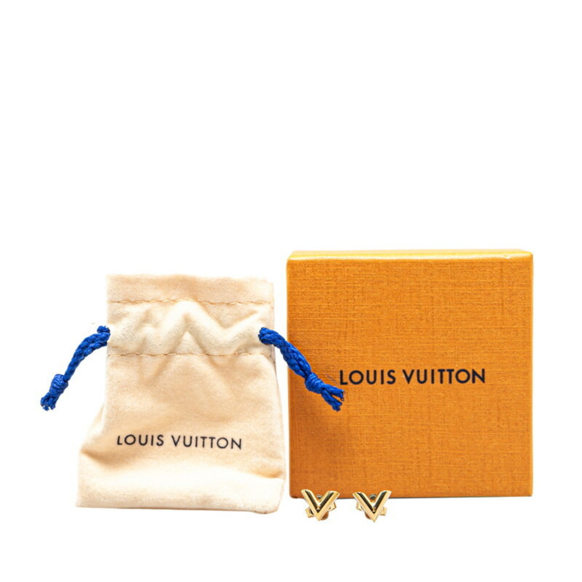 Louis Vuitton Essential V Earrings M68153 Gold Plated Women's LOUIS VUITTON