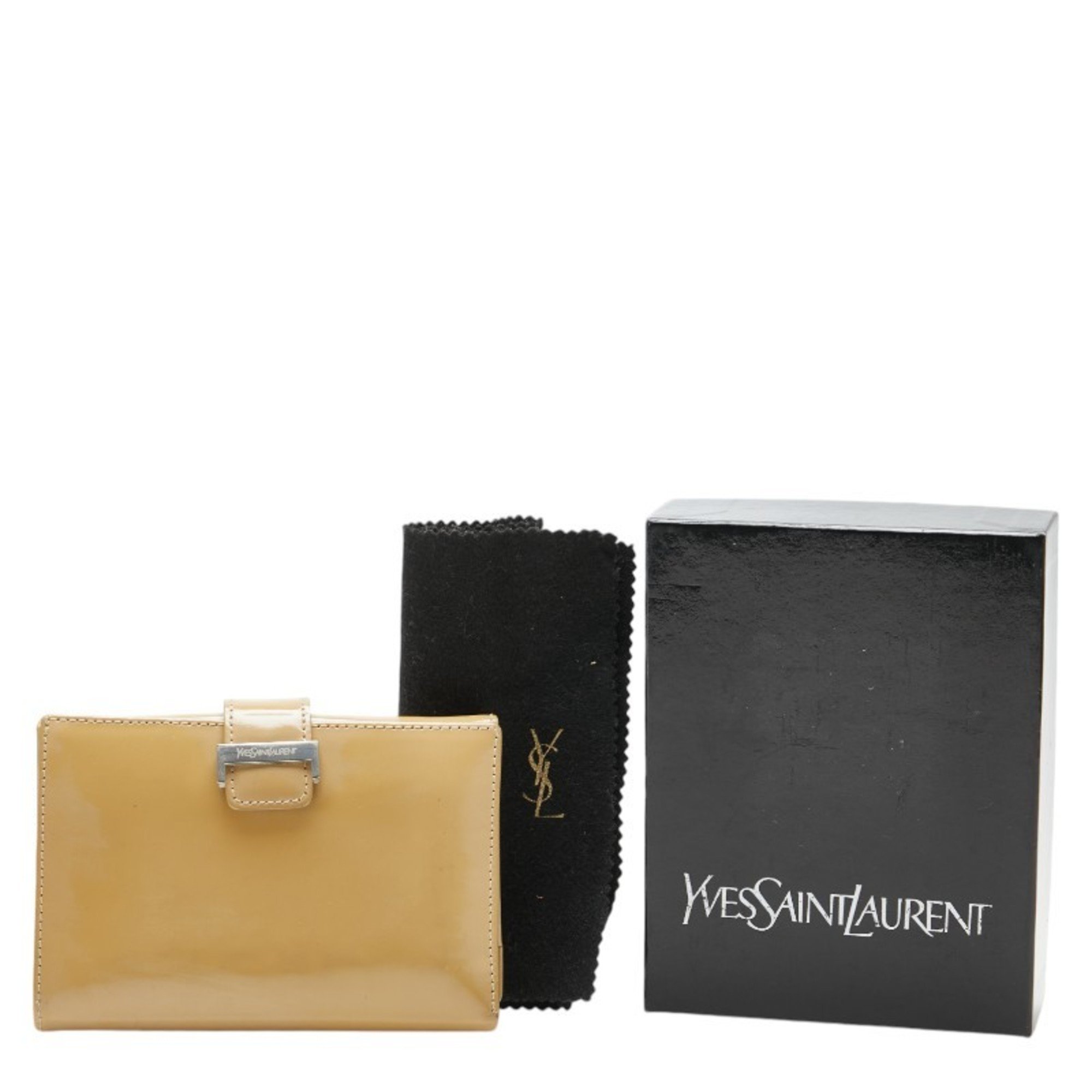 Saint Laurent Bi-fold Wallet Beige Leather Women's SAINT LAURENT