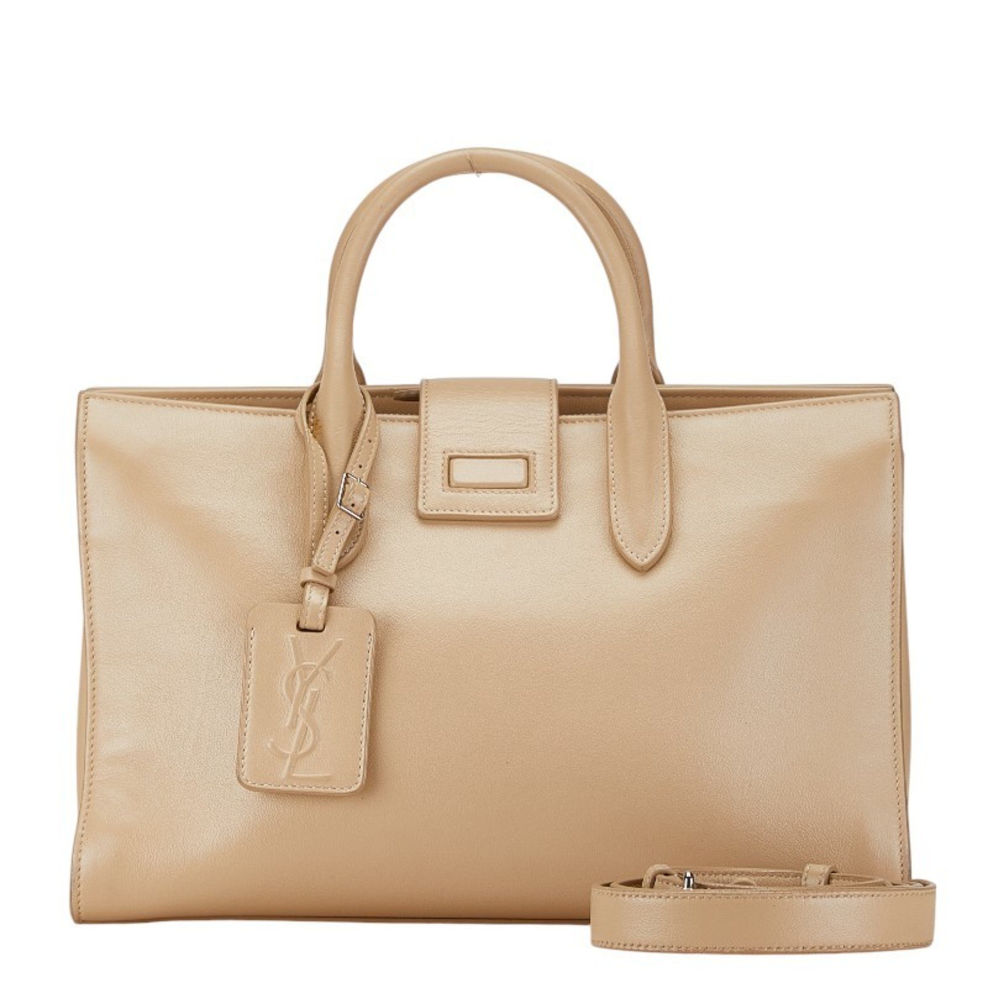 Saint Laurent Cavalive Gauche Handbag Shoulder Bag 504924 Beige Leather Women's SAINT LAURENT