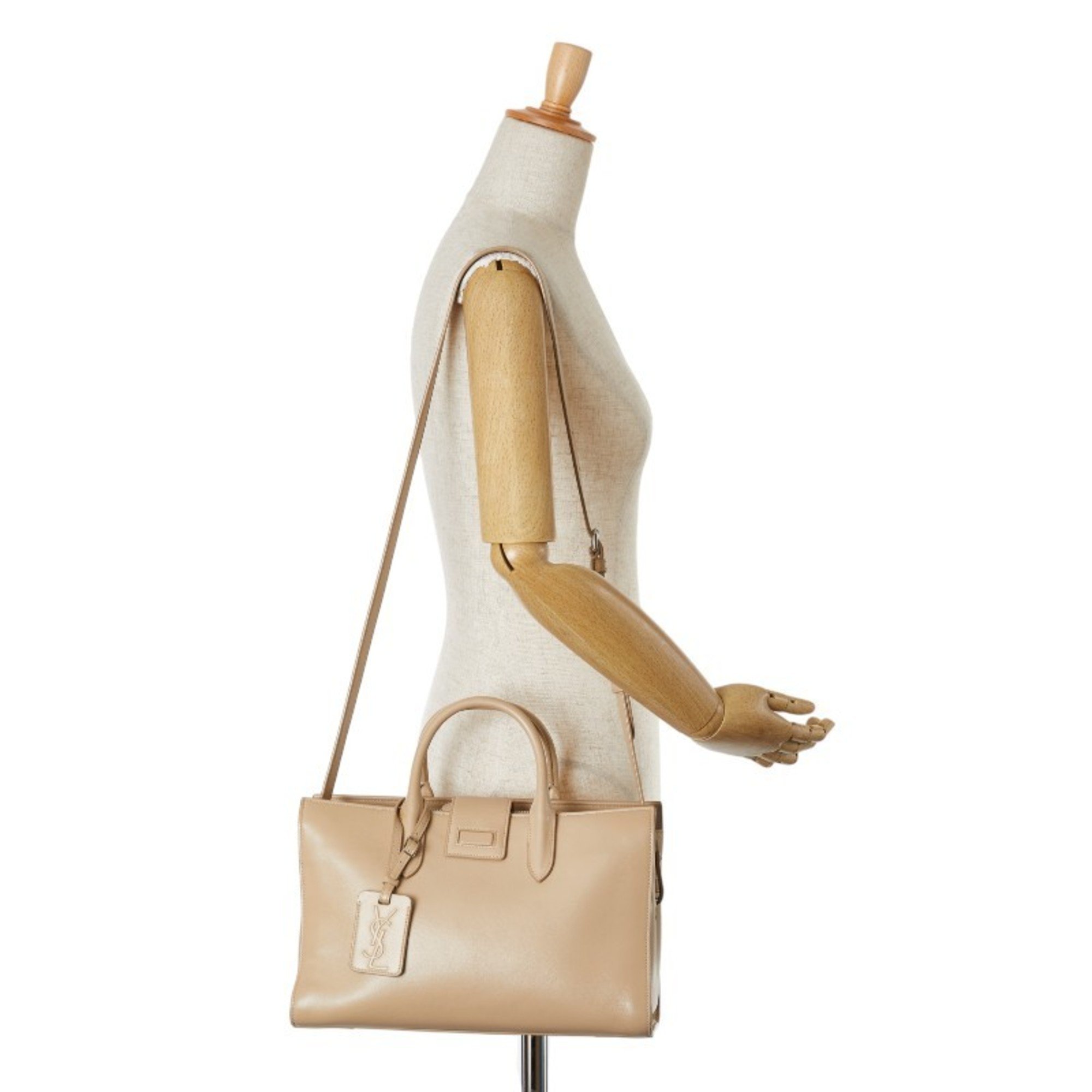 Saint Laurent Cavalive Gauche Handbag Shoulder Bag 504924 Beige Leather Women's SAINT LAURENT