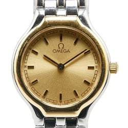 OMEGA Devil Symbol Watch Quartz Gold Dial Stainless Steel Ladies