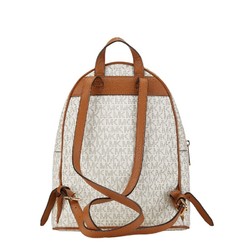 Michael Kors MK Monogram Studded Backpack White Brown PVC Leather Women's