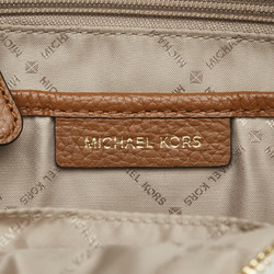 Michael Kors MK Monogram Studded Backpack White Brown PVC Leather Women's